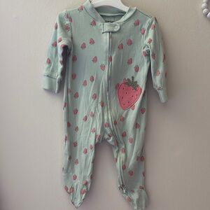 Carter's Mint Green Pajamas with Pink Strawberries